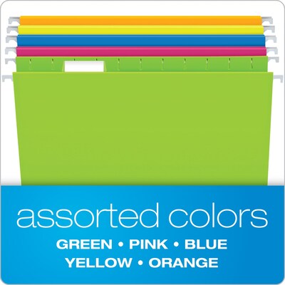 Pendaflex Glow 5-Tab Hanging File Folders, Letter Size, Multicolor, 25/Box (81672)