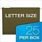 Pendaflex Box Bottom 5-Tab Hanging File Folders with 2" Expansion, Letter Size, Green, 25/Box (4152X2)