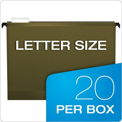 Pendaflex SureHook® 5-Tab Hanging File Folders, Letter Size, Green, 20/Box (6152 1/5)