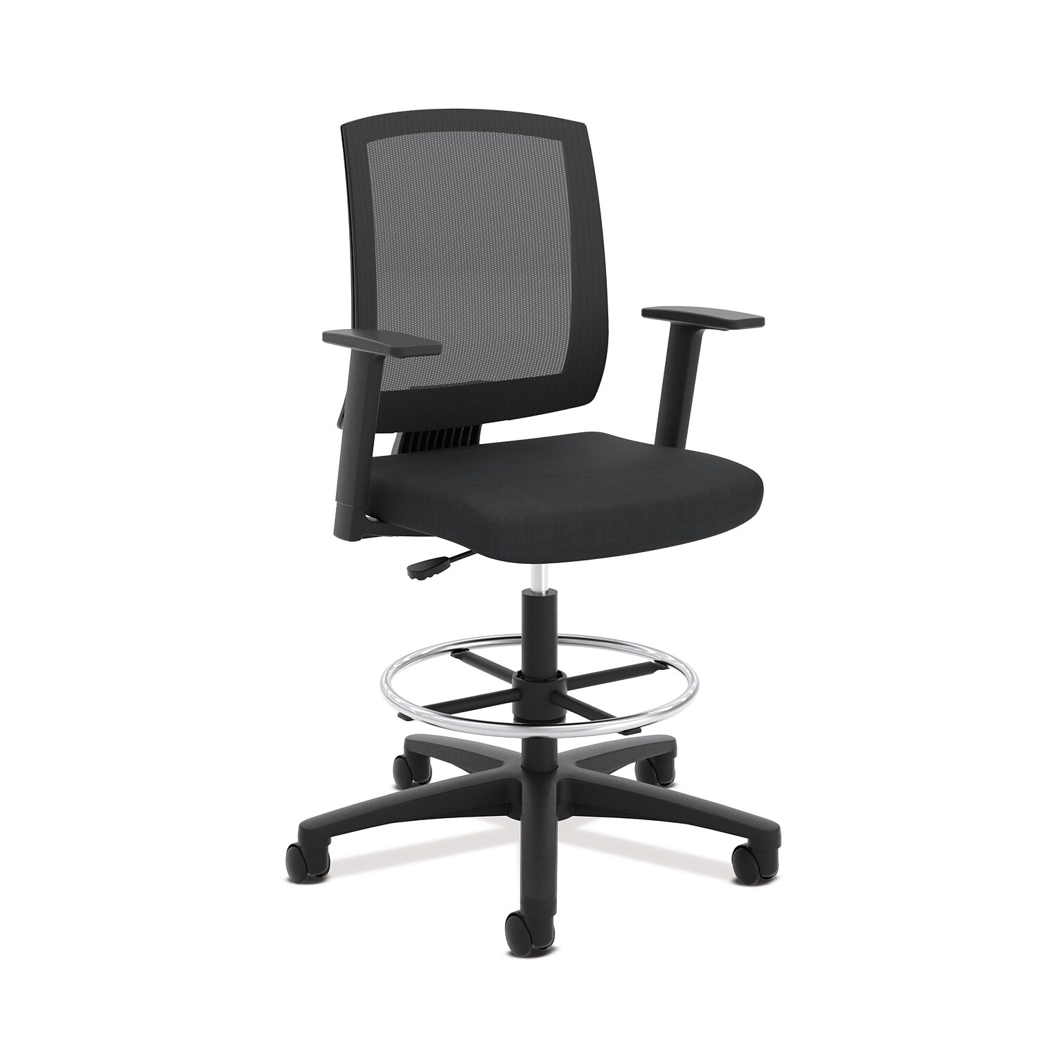 HON Torch Mesh Mid-Back Task Stool, Fixed Arms, Black (BSXVL515LH10E)