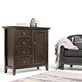 Simpli Home Amherst Solid Wood Medium Storage Cabinet and Buffet, Dark American Brown