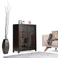 Simpli Home Cosmopolitan Solid Wood Medium Storage Cabinet, Coffee Brown