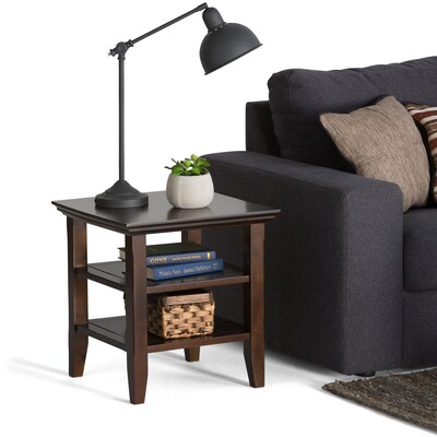Simpli Home Acadian 20H x 19W x 19L Solid Wood End Table; Tobacco Brown