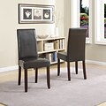 Simpli Home Acadian Set of 2 Faux Leather Parsons Chair; Brown, 2/Set