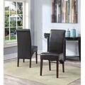 Simpli Home Avalon Faux Leather Deluxe Parsons Chair; Brown, 2/Set