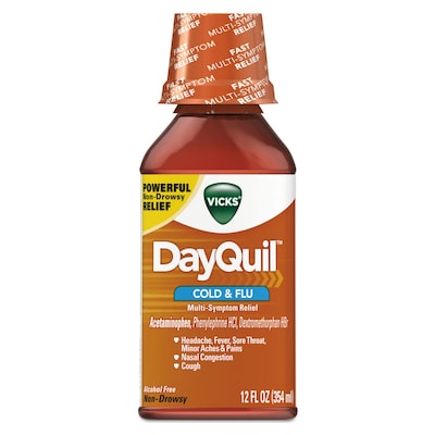 Vicks® DayQuil Cold & Flu Liquid, 12 oz Bottle (PGC01436EA)
