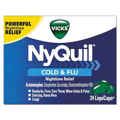 Vicks® NyQuil Cold & Flu Nighttime LiquiCaps, 24/Box (PGC01440BX)