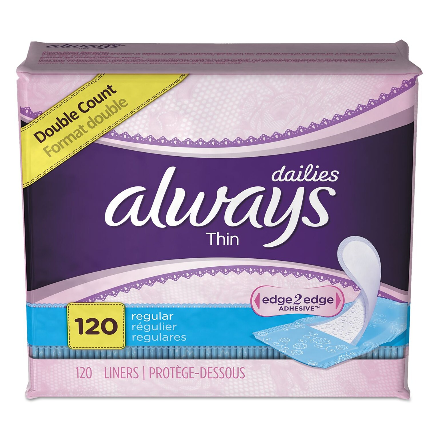 Always® Dailies Thin Liners, Regular, 120 Pads/Pack, 6 Packs/Carton