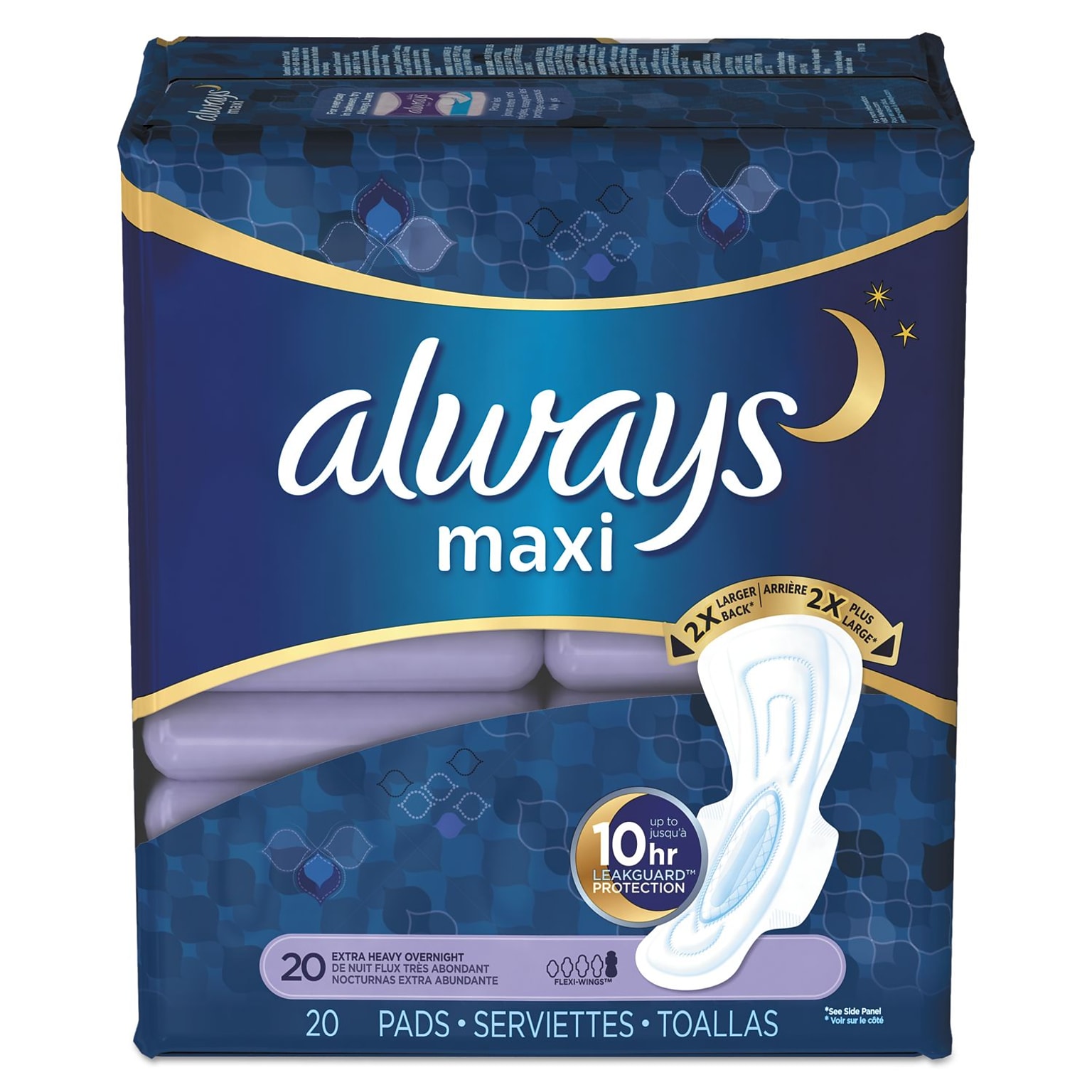 Always® Overnight Maxi Pads, Extra Heavy Overnight, 20/Pack  (17902PK)