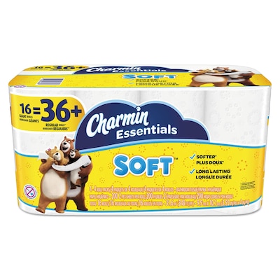 Charmin Essentials Soft Toilet Paper, 2-Ply, White, 200 Sheets/Roll, 16 Giant Rolls/Pack (96608)