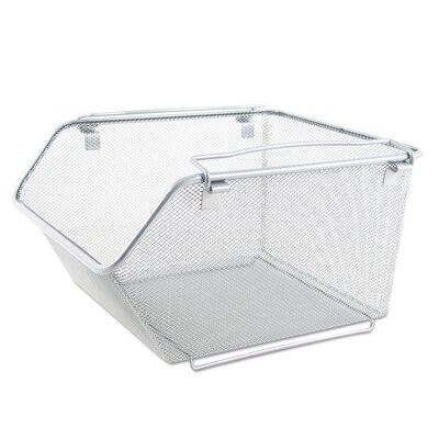 Alera® Mesh Stacking Shelving Bins, Silver, 2/Set