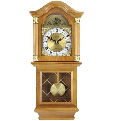 Bedford Analog 26 Golden Oak Classic Chiming Wall Clock (BED-7074)