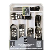 Gibson Home Casual Living Stainless Steel 58 Piece Flatware Set, Black, 64418.58