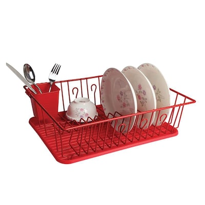 Mega Chef 17 1/2 Dish Rack, Red (93596407M)