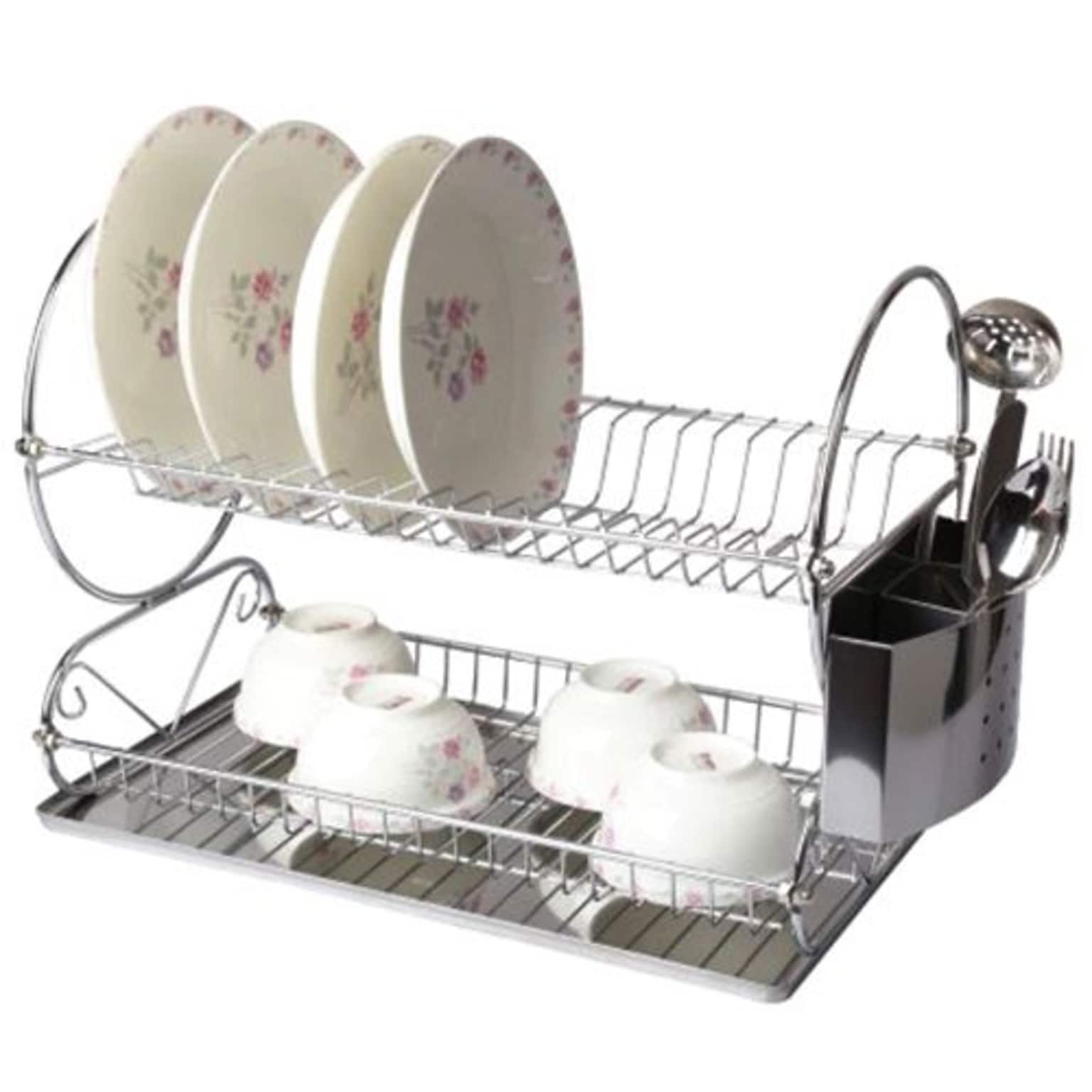 Mega Chef 17 1/2 Two Shelf Dish Rack, Chrome Plated (93596413M)