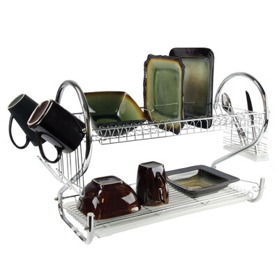 Mega Chef 16 Iron Wire Two Shelf Dish Rack, Chrome (94396410M)
