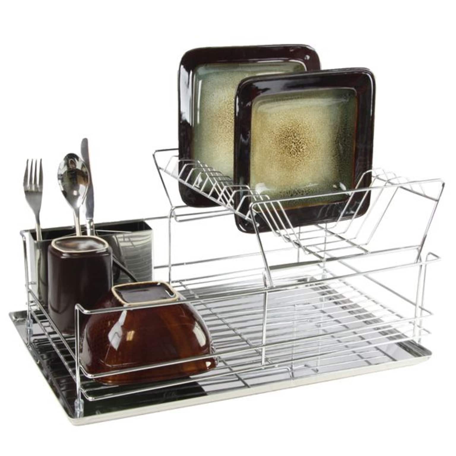 Mega Chef 15 1/2 Stainless Iron Shelf Dish Rack, Chrome Plated (94396414M)