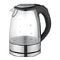 Mega Chef Glass/Stainless Steel Electric Tea Kettle, 1.7 ltr, Black/Silver (97096272M)