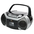 QFX® J-36 2 x 1.2 W Portable Bluetooth Boombox with Cassette Recorder, Black/Silver