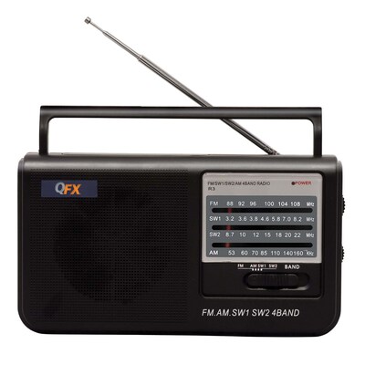 QFX® R-3 AM/FM/SW1/SW2 Portable Radio, Black