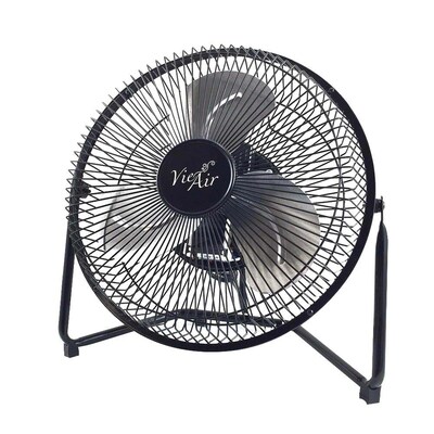 Vie Air 9" High Velocity Tilting Floor Fan, Black/White (VA-9N)
