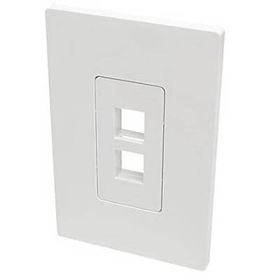 Tripp Lite Polycarbonate 2 Port Single-Gang Universal Keystone Wallplate, White (N080-102)