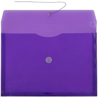 JAM Paper® Plastic Envelopes with Button and String Tie Closure, Legal Booklet, 9.75 x 14.5, Purple