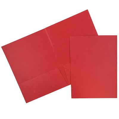 JAM Paper 2-Pocket Textured Linen Business Folders, Red, 100/Box (386Lreb)