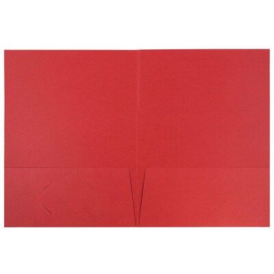 JAM Paper 2-Pocket Textured Linen Business Folders, Red, 100/Box (386Lreb)