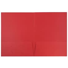 JAM Paper® Two-Pocket Textured Linen Business Folders, Red, Bulk 100/Box (386Lreb)
