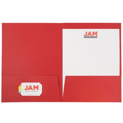 JAM Paper 2-Pocket Textured Linen Business Folders, Red, 25/Pack (386LREA)