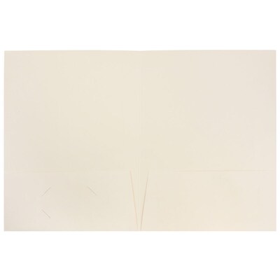 JAM Paper 2-Pocket Textured Linen Business Folders, Ivory, 25/Pack (386LIVA)