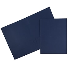 JAM Paper® Two-Pocket Textured Linen Business Folders, Navy Blue, Bulk 25/Pack (386LNAA)