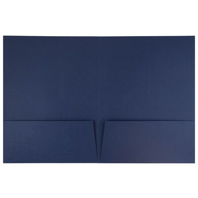 JAM Paper® Two-Pocket Textured Linen Business Folders, Navy Blue, Bulk 50/Box (386LNAC)