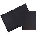 JAM Paper Two-Pocket Textured Linen Business Folders, Black, 50/Box (386LBLC)