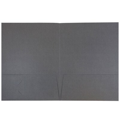 JAM Paper® Two-Pocket Textured Linen Business Folders, Gray, Bulk 25/Pack (386LGYA)