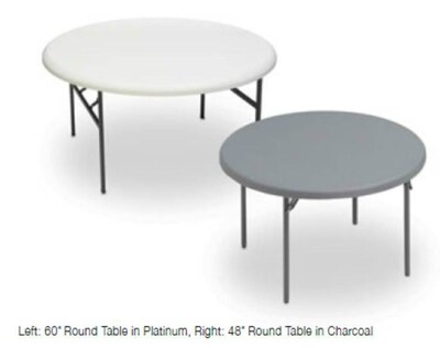 Iceberg® IndestrucTables TOO™ 1200 Series Folding Table, 48 Round, Platinum