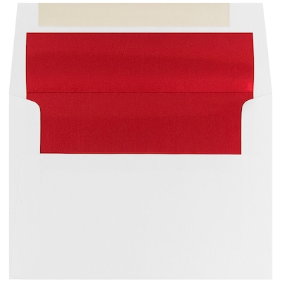 JAM Paper A7 Foil Lined Invitation Envelopes, 5.25 x 7.25, White with Red Foil, 25/Pack (83065)