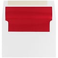 JAM Paper® A8 Foil Lined Invitation Envelopes, 5.5 x 8.125, White with Red Foil, Bulk 250/Box (3243657H)