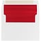 JAM Paper® A7 Foil Lined Invitation Envelopes, 5.25 x 7.25, White with Red Foil, Bulk 250/Box (83065