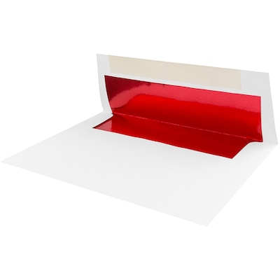 JAM Paper A6 Foil Lined Invitation Envelopes, 4.75 x 6.5, White with Red Foil, 25/Pack (3243655)