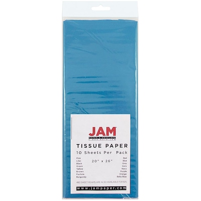 JAM Paper® Gift Tissue Paper, Bright Blue, 10 Sheets/Pack (1152346)