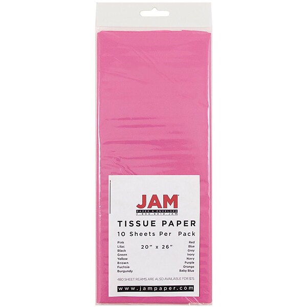 JAM Paper® Tissue Paper, Fuchsia Pink, 10/Pack (1152351)