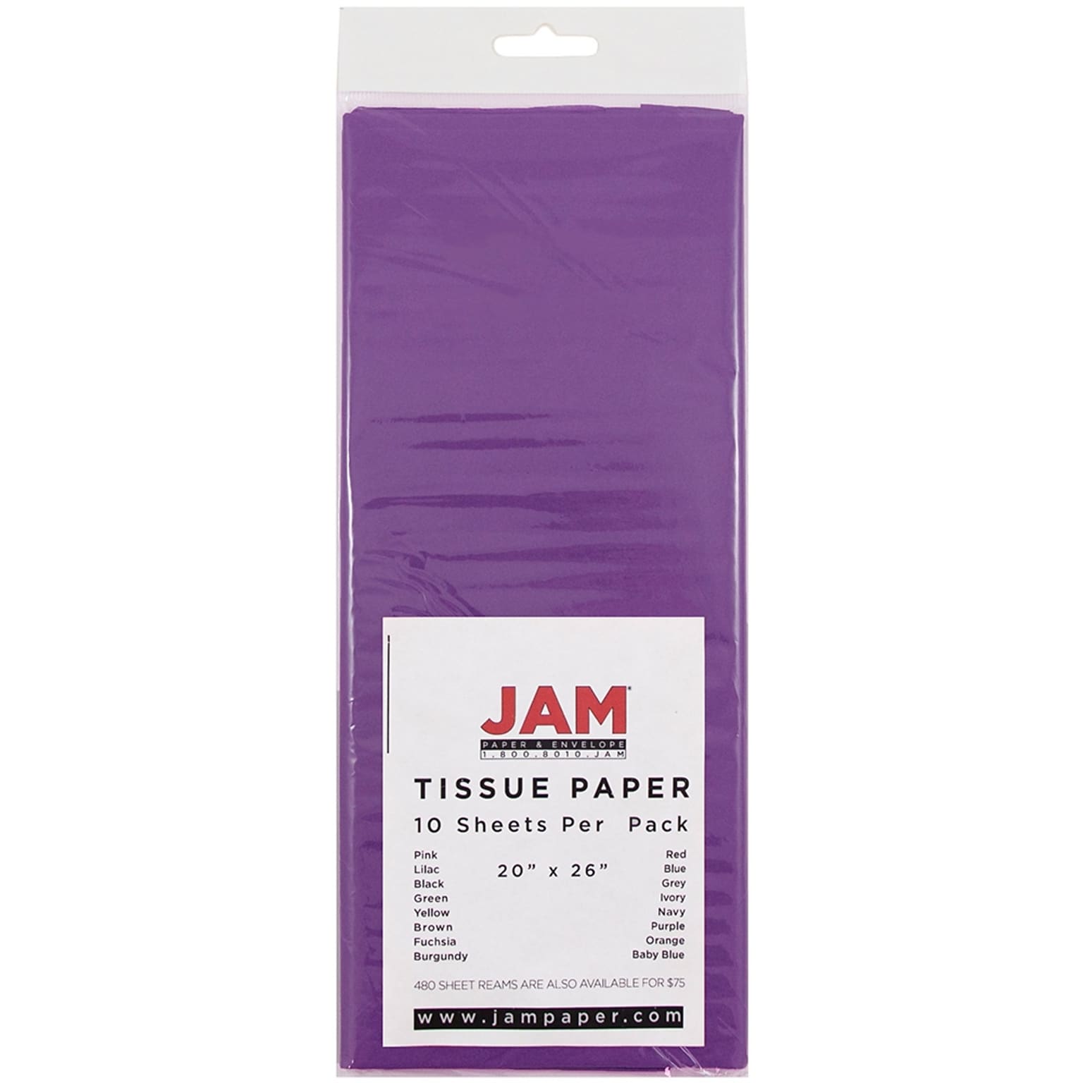 JAM Paper® Tissue Paper, Purple, 10/pack (1152355)