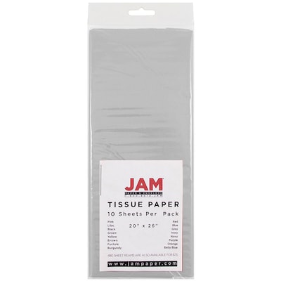 JAM Paper® Tissue Paper, Grey, 10/Pack (1152357)