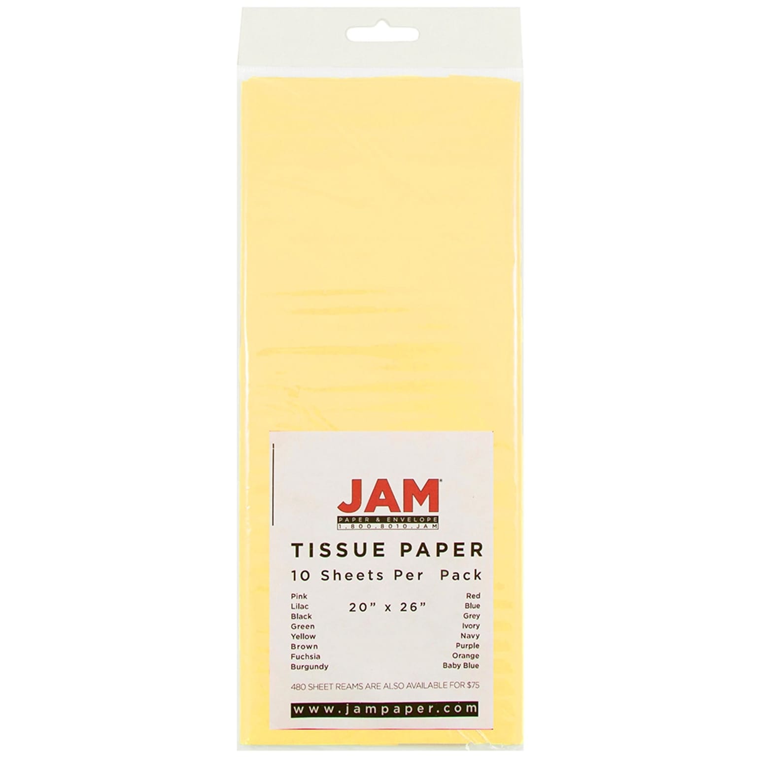 JAM Paper® Tissue Paper, Yellow, 10/Pack (1152359)
