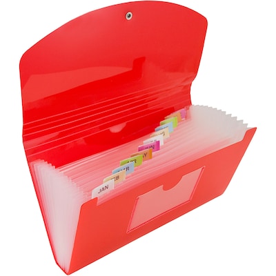 Jam Paper Plastic File Pocket, Check Size, Red (2167012)