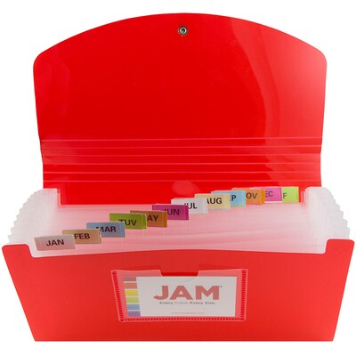 Jam Paper Plastic File Pocket, Check Size, Red (2167012)