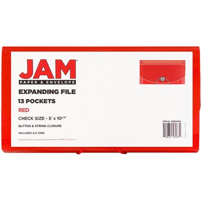 Jam Paper Plastic File Pocket, Check Size, Red (2167012)