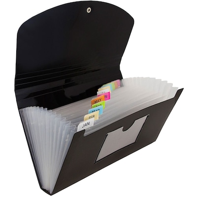 Jam Paper Plastic File Pocket, Check Size, Black (2167013)